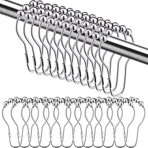 24 Pièces Anneaux Rideaux Argent Anneau Rideau Douche Inox Anneaux De Rideau De Douche En Acier Inoxydable Avec Système De Glissement Pour Tringle De Douche De Salle De Bain, Rideau De Fenêtre
