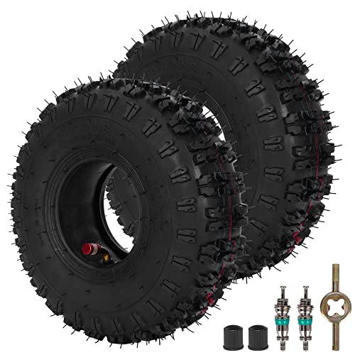 RUTU 4.10/3.50-4 410/350-4 Tire and Inner Tube with TR87 Bent Valve Stem for Lawn Mowers Hand Trucks...