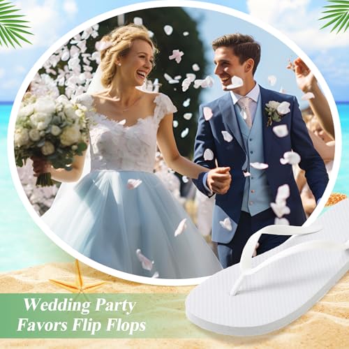 Image of Unittype Flip Flops Bulk for Wedding Guest Slippers Wedding Flip Flops with Cards Bags for Pool Beach Party