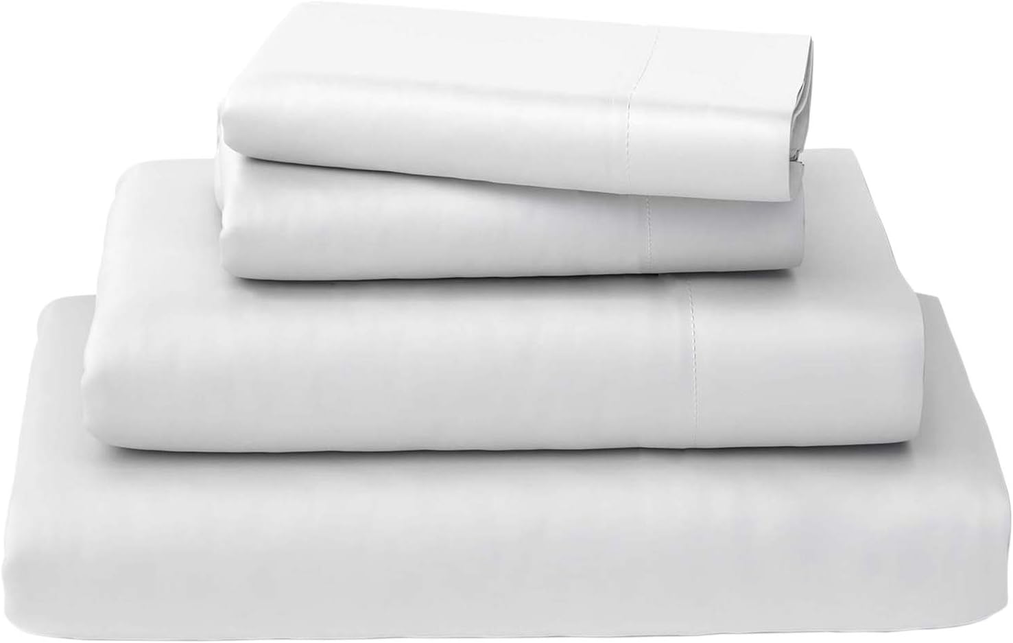 Callista 100% Cotton Sateen Sheet Set 400 Thread Count -King Size, Wrinkle-Free, Fade, Stain Resistant, Hypoallergenic -4 Piece Set -1 Flat Sheet, 1 Fitted Sheet and 2 Pillowcase -White