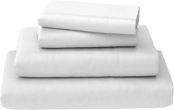 Callista 100% Cotton Sateen Sheet Set 400 Thread Count -Twin Size, Wrinkle-Free, Fade, Stain Resistant, Hypoallergenic -3 Piece Set -1 Flat Sheet, 1 Fitted Sheet and 1 Pillowcase -White