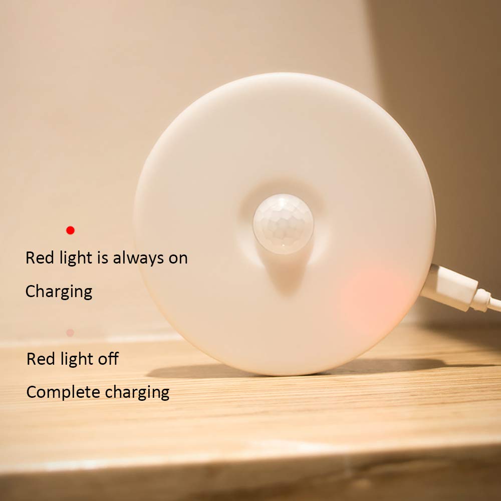 La luz del sensor, Armario de luz, LED portátil noche la luz, carga por USB, Stick-en cualquier lugar de escaleras, luces seguras para pasillo, baño, dormitorio, cocina (Pack de 3),Warm light