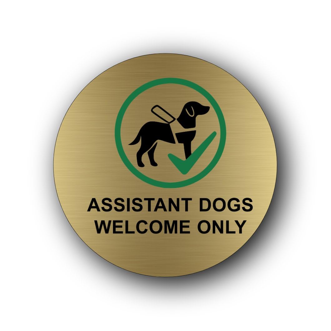 Assistant Dogs Welcome Only sign Sign – 9.5x9.5cm Brushed Aluminium