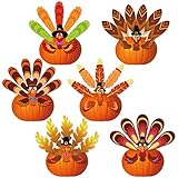 Konsait Thanksgiving Pumpkin Turkey Making Kit, 6 Turkeys Fall Decor, for Give Thanks Fall Party Turkey Craft Thanksgiving Party Games Accessories