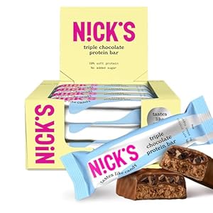 NICKS Low carb Proteïnereep Driedubbele chocolade, 15g eiwit, 202 calorieën, keto protein bar snacks zonder toegevoegde suiker, glutenvrij (12 eiwitrepen x 50g)