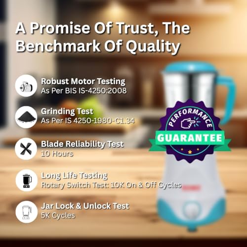 Image of Jaia J-7 Mixer Grinder 500-Watt Mixer Grinder with 3 Jars Liquidizing Wet Grinding and Chutney Jar Stainless Steel blades 1 Year Warranty (Color- CDGreen))