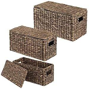mDesign Woven Water Hyacinth Rectan...