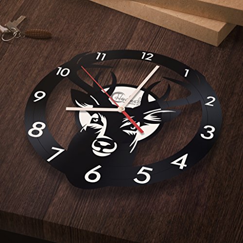Wild Deer Black Wall Clock By Handmade Solutions - Farmhouse, Cabin Or Kitchen Rustic Decor - Cool Birthday Gift Idea For Hunters #TOP2