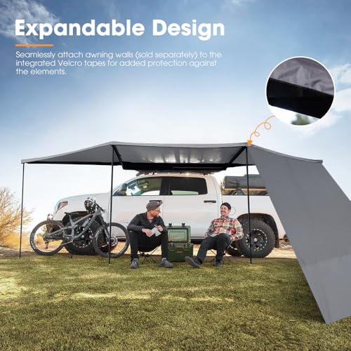 San Hima SH-SA180-BLK-U Sanhima 180 Awning Free Standing Built-In Led Light, 84 Ft² Shelter Car Side Awning Waterproof Uv50+ Wind Resistant, Driver Passenger Rear Side, 180 Degree Vehicle Awning For Suv Van Truck thumb #6