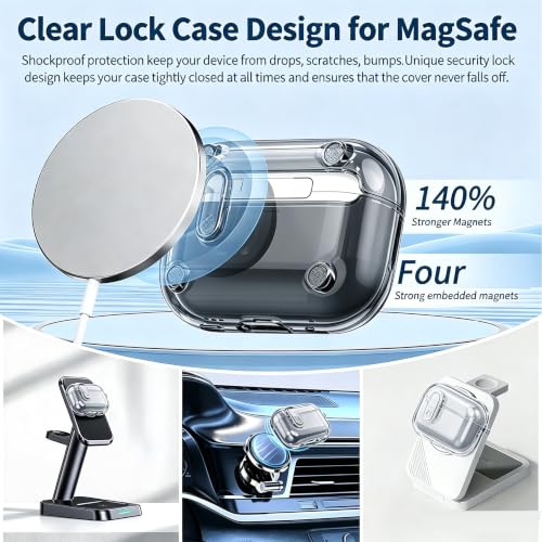 Image of OTOPO for Airpods Pro 2 /1 Case Clear with Lock Cleaning Kit, Soft TPU Transparent AirPods Pro 2nd Generation Protective Cover Skin Women Men for Apple Airpods Pro 2023 /2022 /2019 Charging Case