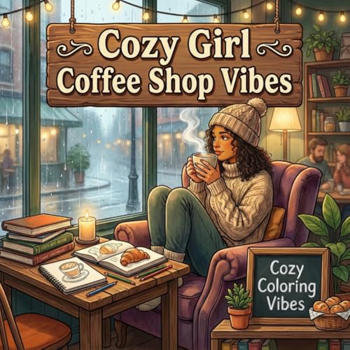 Cozy Girl Coffee Shop Vibes: Easy Bold Line Designs Of Aesthetic Cafes, Latte Art, Pastries, Hygge Nooks & Rainy Day Window Scenes | Mindful ... Screen-Free Relaxation (Cozy Girl Collection)