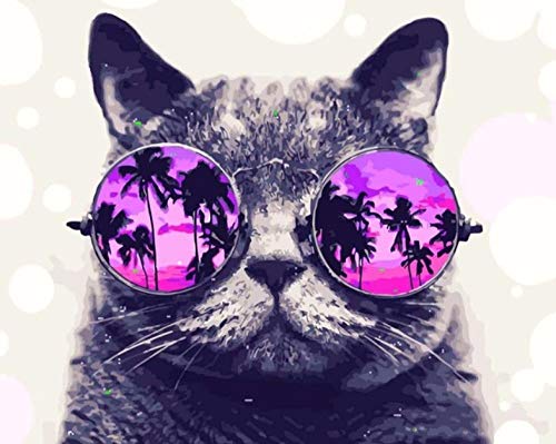 Peinture par numéros chat pour illuminer votre salon avec un décor fait main
