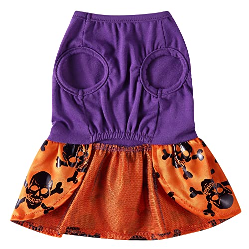 Mogoko Halloween Dog Costume Witch Skull Pattern Dog Dress Holiday Party Dress For Puppy Dog Cat #TOP6