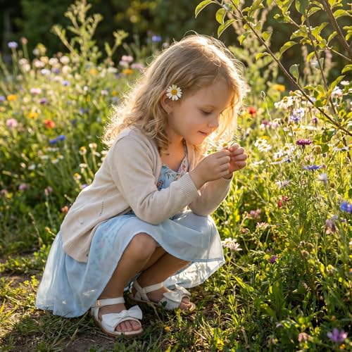 Image of THEE BRON Toddler Girls Sandals Wedding Flower Girl Dress Shoes Open Toe Flats