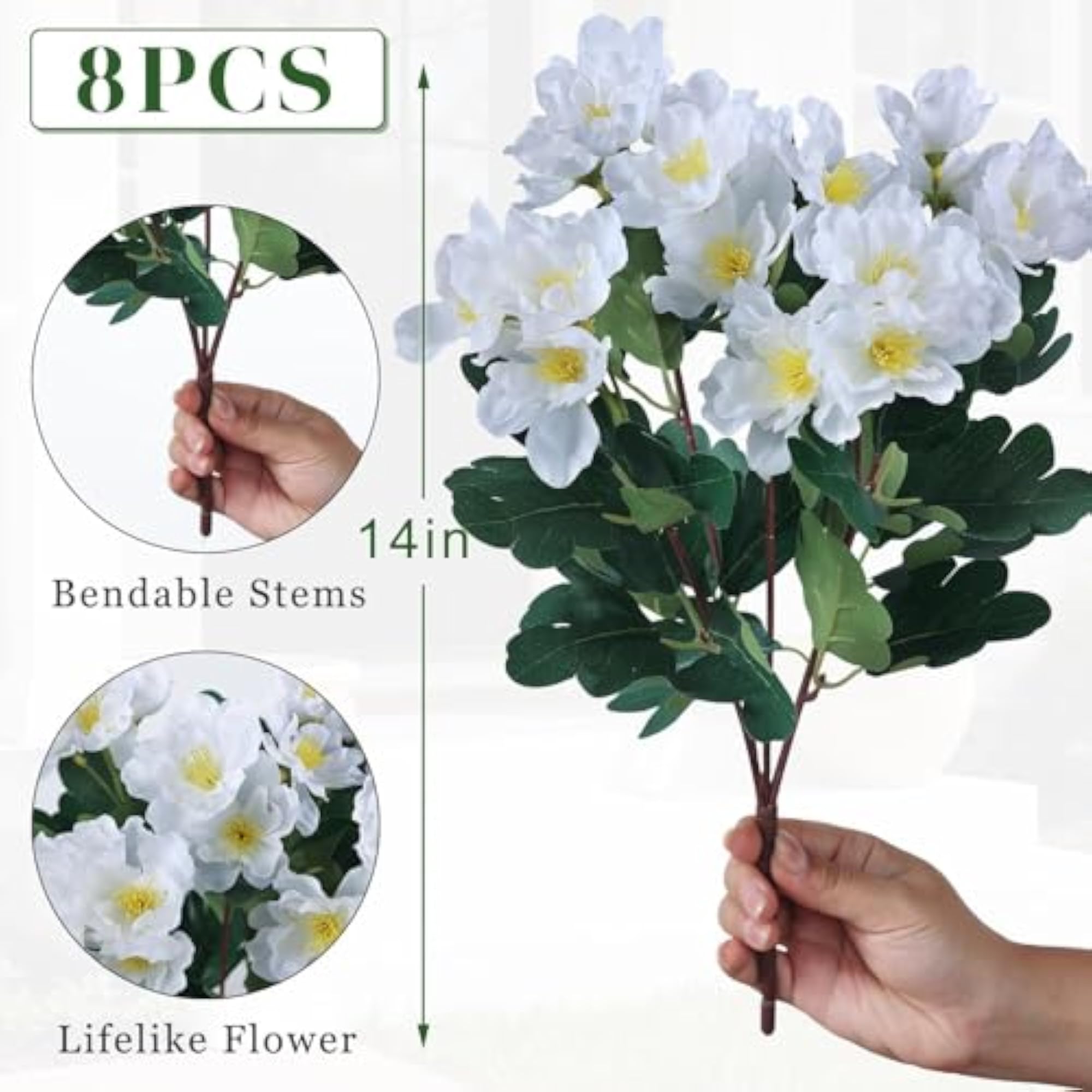 8 Bundles Artificial Camellia for Front Door Decoration