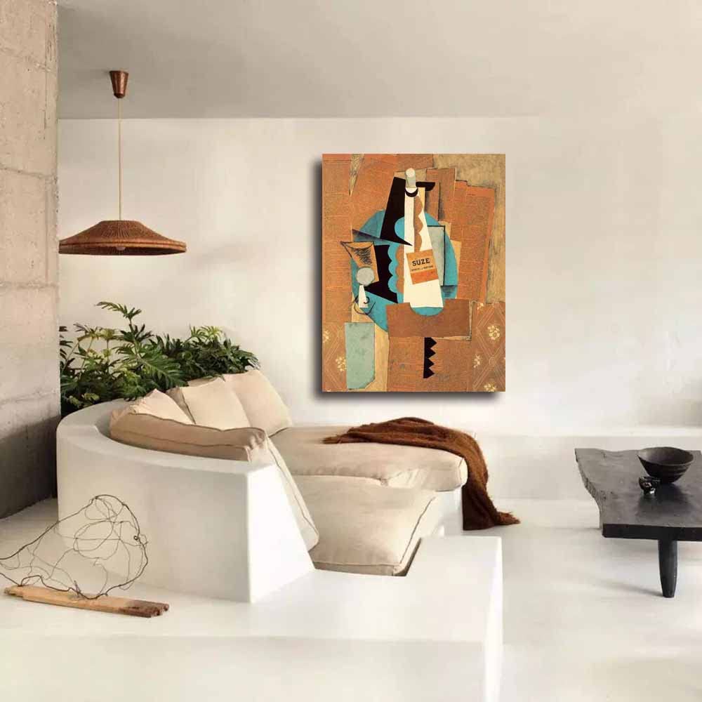 Amazon.co.jp: Pablo Picasso-Glass and Bottle of Suze キャンバス