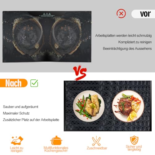 Horolas Silikon Induktionskochfeld Schutzmatte, 52 * 78 cm Große Induktion Schutzmatte, Rutschfeste Induktionsmatte, Kochfeld-Kratzschutz für Induktionsherd