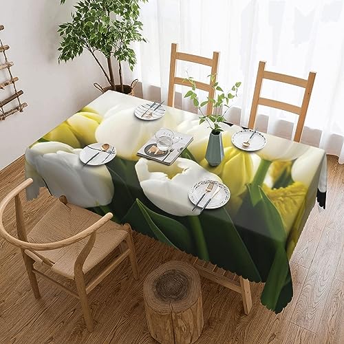 Nappe rectangulaire blanche anti-tache et infroissable pour salle à manger