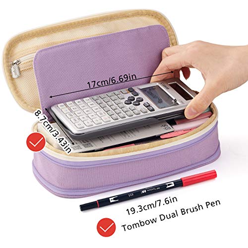 Easthill Big Capacity Pencil Pen Case Office College School Large Storage High Capacity Bag Pouch Holder Box Organizer Blue (Purple) #TOP5