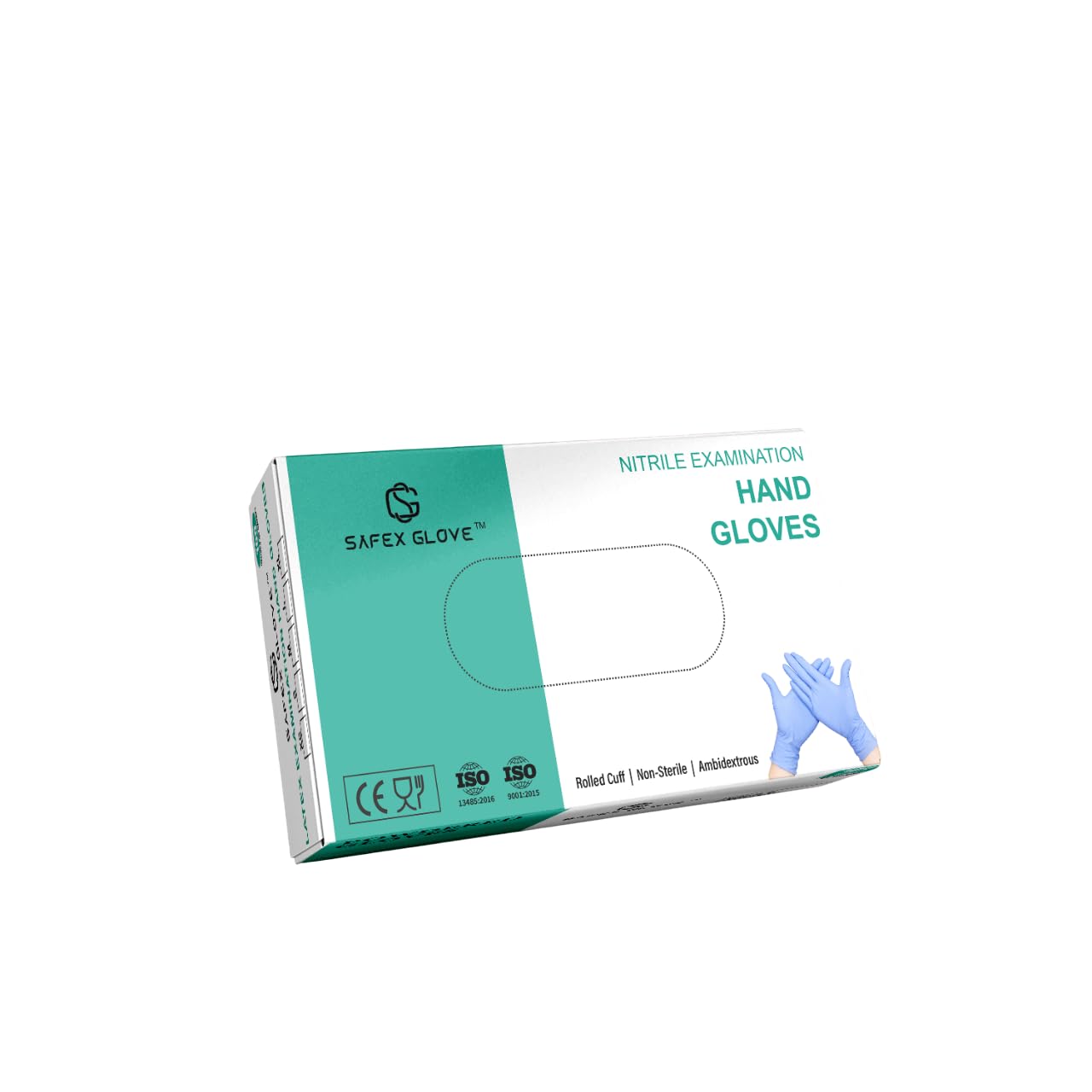 SAFEX GLOVE Nitrile Examination Gloves – Latex Free, Textured Grip for Wet & Dry Handling, Comfortable Fit – Suitable for Medical, Laboratory, Food Handling & General Use (Blue, M)