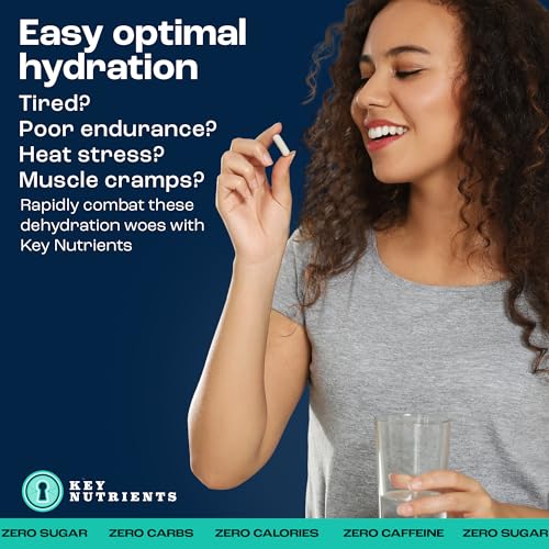 KEY NUTRIENTS Electrolyte Tablets, 200 Capsules, Salt Tablets for Dehydration, Fasting Electrolytes Tablets - Salt Pills with Electrolytes, No Sugar, Gluten Free Hydration Tablets Made in USA