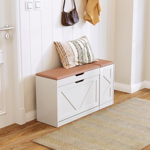 RsnuLpocv Shoe Storage Bench, 37.8" Wide Shoe Bench with Flip