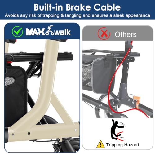 Image of MAXWALK Walkers for Seniors, Foldable Rollator with Seat, Height Adjustable