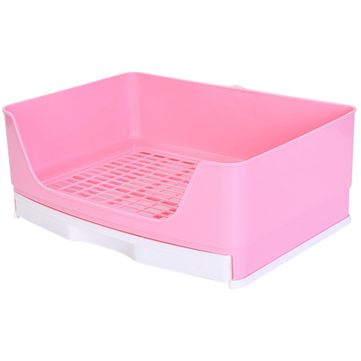 Haustiertoilette für Kaninchen Große Schubladenform Rosa Kunststoff
