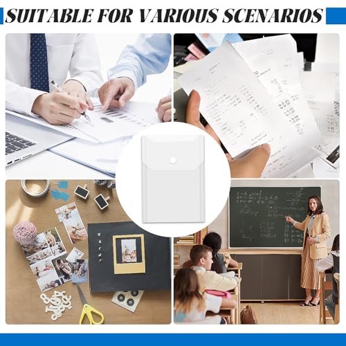 18 unidades de pastas pequenas de plástico transparente com fecho de botão de pressão para documento