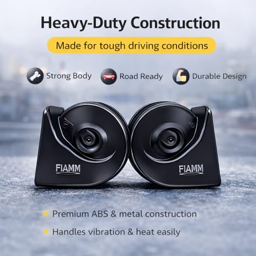 Image of FIAMM Car Horn 12V Loud Sound Dual Tone Snail Horn with Relay, Waterproof Heavy Duty Horn Set for Car, Bike & Truck, High Sound Universal Vehicle Horn (Set of 2)