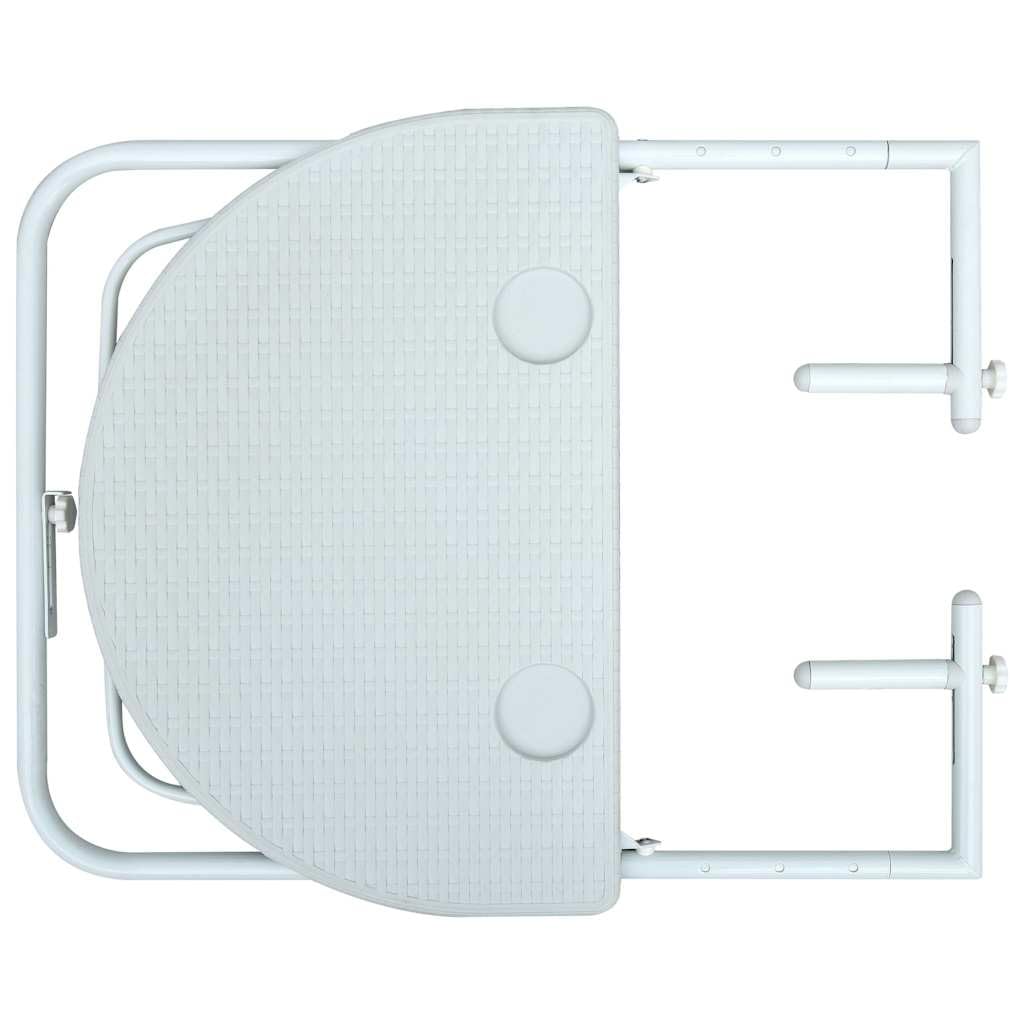 Balkon-Hängetisch Weiß Kunststoff Rattan-Optik 60x64x83,5 cm höhenverstellbar klappbar wetterfest stabil für Garten Terrasse Outdoor Veranda