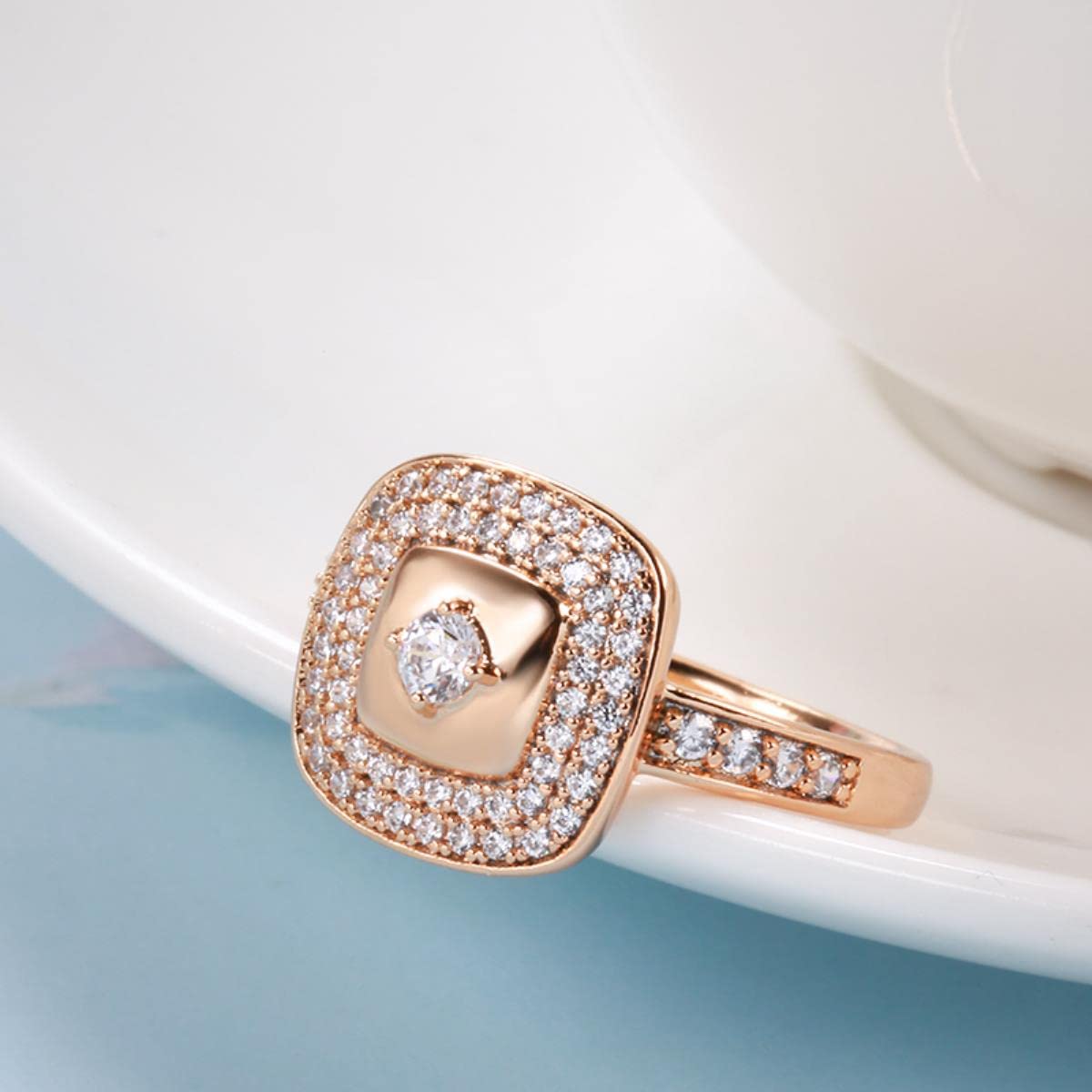 Anello Donna Oro Rosa Con Zircone - Micro Cera Intarsio Floreale Cavo, Gioiello Etnico Vintage - 3