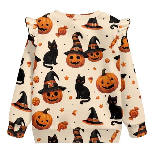 Girls Crewneck Sweatshirt Kids Sweatshirts Casual Toddler Pullover Sweatshirt with Ruffle Sleeves Long Sleeve Tops2