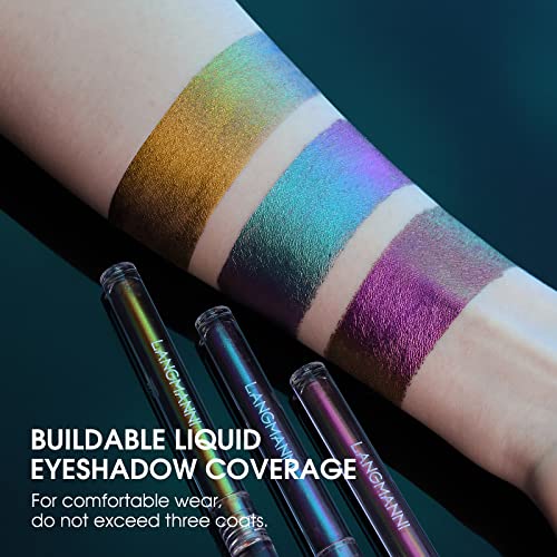 Multichrome Eyeshadow, Intense Color Shifting, Waterproof&Long-Lasting With No Creasing Green Purple Glod Duochrome Eyeshadow, Cruelty Free High Pigment Metallic Shimmer Eyeshadow, Chameleon Glitter Liquid Eyeshadow (Green) #TOP4