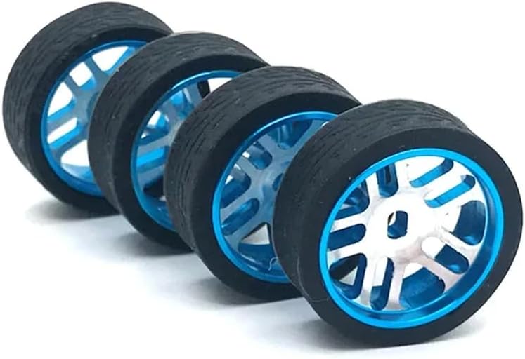 4pcs 1/28 24mm Racing Tire Metal Wheel Rim Compatible with 284131 K969 K979 K989 P929 -Z 1:28 RC Car Upgrade Parts(Grey)