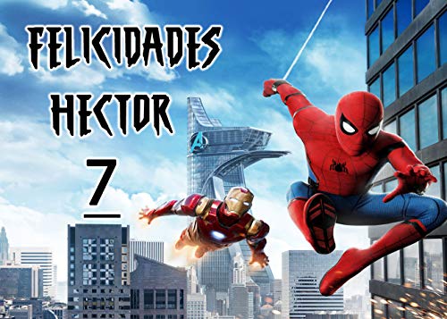 OBLEA de Spiderman Marvel Personalizada con Nombre y Edad para Pastel o Tarta, Especial para cumpleaños, Medida Rectangular de 28x20cm Cover