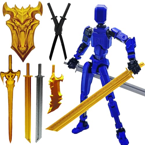 QAONIE 3D Printed 5.54-inch Multi-Jointed Action Figures Dummy13, Full Body Mechanical Movable Toy, Multiple Accessories, Hand Painted Figure, Desk...
