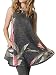 Poulax Womens Floral Sleeveless Lightweight Loose Tunic Tank Top with Pockets,Gray Dark,XL