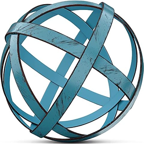 Weber's Wonders Decorative Sphere - Tabletop Decorations - Modern Centerpiece for Coffee Table - Teal Ball Decor for Side Tables & Living Room & Kitchen - Renovated Home Metal Sculpture Cover
