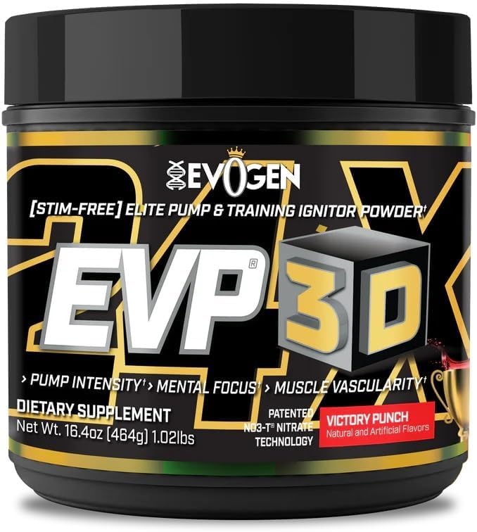 Evogen EVP 3D - Stim Free Pre Workout Powder for Men & Women | Sugar Free Non Stim Preworkout with Beta Alanine and Creatine for Energy & Pump | Victory Punch | 40 Servings