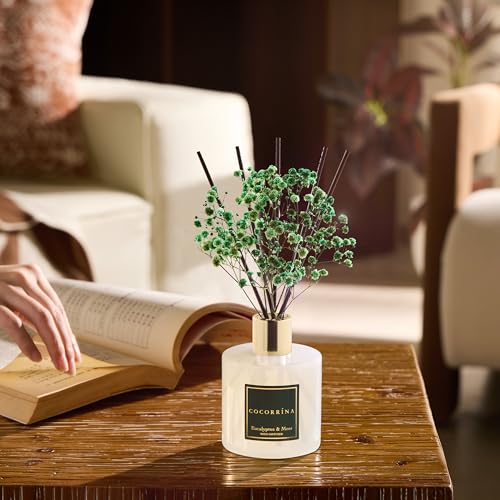 Image of Cocorrina Reed Diffuser Sets- Eucalyptus & Moss Scented Diffuser with Sticks Home Fragrance Reed Diffuser for Bathroom Shelf Decor