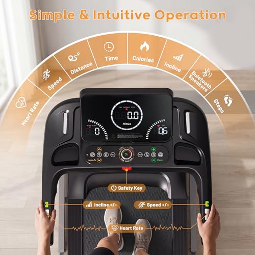 Image of HitGo Treadmill with 15% Auto Incline,10 MPH High Speed Running Machine for Home Gym,Silent Brushless Motor,400lbs Weight Capacity,Air Cushion Shock Absorption,Bluetooth App Kinomap HitGo,Black