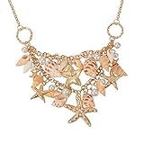 PH PandaHall Mermaid Shell Necklace Trendy Natural Shell Bib Beach Necklaces Starfish Conch Pendants...