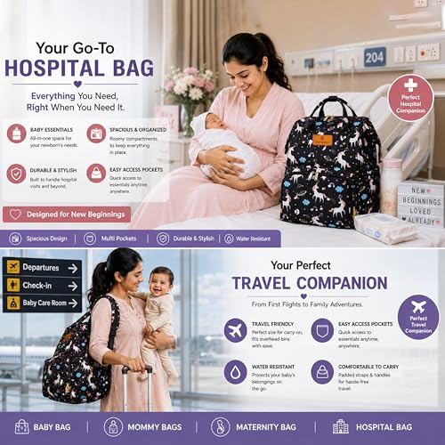 Image of Motherly Patented Diaper Bag Backpack for Moms | Waterproof Baby Travel & Maternity Bag | Spacious Nappy Bag with Insulated Bottle Pockets & Warranty (Elegant Series)