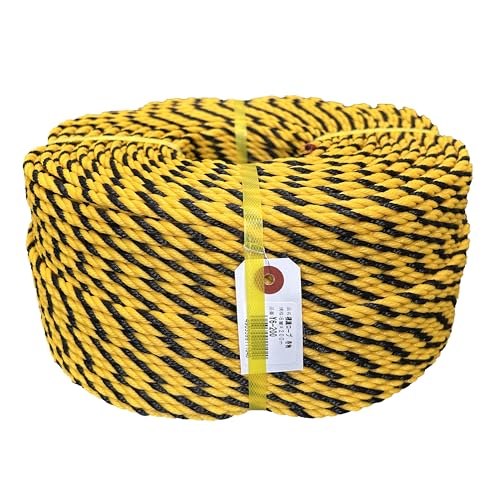 ユタカメイク 標識ロープ 6mm×200m 3ッ打 巻物 イエロー×ブラック Y6-200 長尺 業務用 トラロープ 警戒 安全表示 立入禁止 バリケード