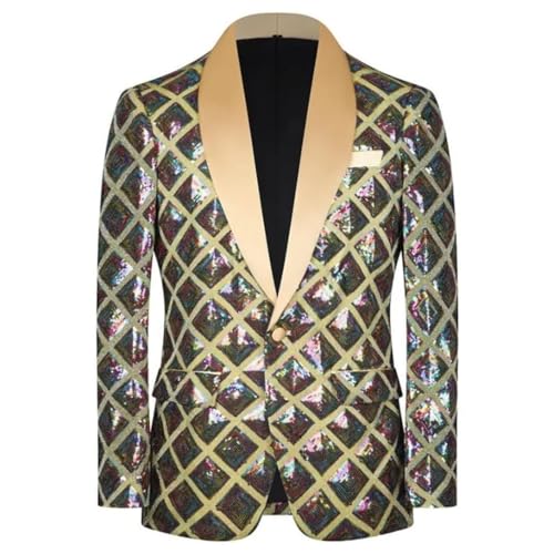 Men's Wedding Tuxedo Jacket Glitter Shiny Pattern One Button Blazer For Banquet