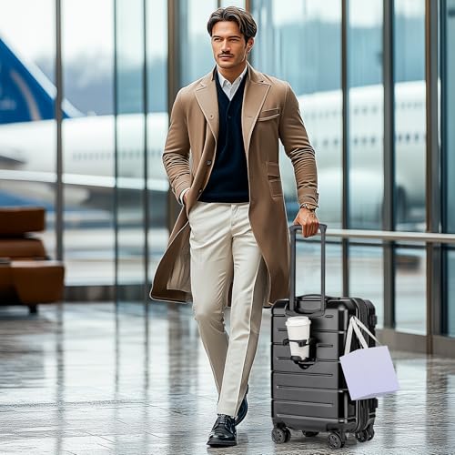 KYME Carry On Luggage 22x14x9 Airline Approved Expandable Hardshell 20 Inch Luggage with TSA Lock Carry-On Suitcase with Wheels Small Travel Rolling Luggage with Cup Holder Black by KYME - Used condition - Image 9