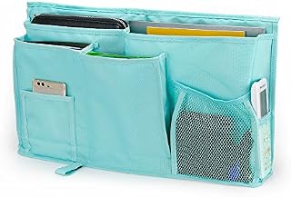 YOUSHARES Caddy Hanging Organizer  Large Capacity 8 Pockets Bedside Storage Bag with Hook & Loop Strap for Placed on Headboard, Bed Rails, Dorms, Bunk Bed and Hospital Bed (Green)