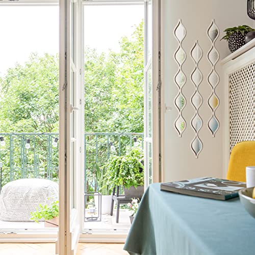 Amyhill Set Of 3 Teardrop Mirror Wall Decor 23.6 X 2.7 X 0.2 Inches Rustic Farmhouse Decorative Long Mirror Creative Boho Art Decor For The Living Room Bathroom Bedroom Entryway (White) #TOP6