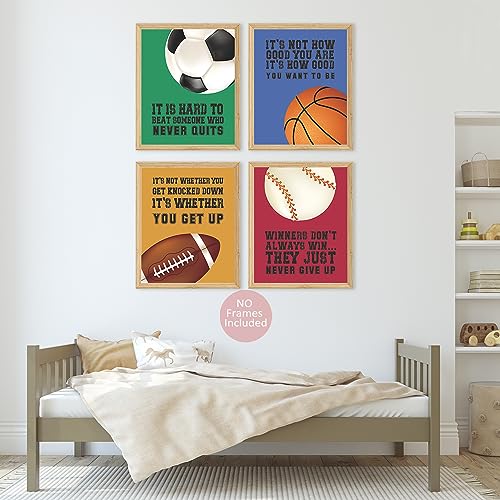 Sports Inspirational Wall Art Posters, Sports Motivational Saying Art Print, Basketball Football Baseball Soccer Posters, Positive Quotes Sports Themed For Boy Bedroom Playroom Classroom Decor - Image 3
